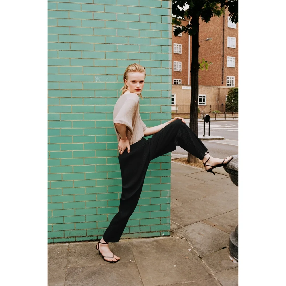 Zara pleated straight leg pants - Picture 2 of 8